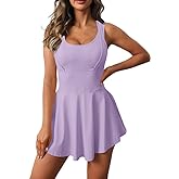 Gyiefcg Womens Sleeveless 2-in-1 Athletic Tennis Golf Dress Underneath Workout Active Dresses with Built-in Shorts