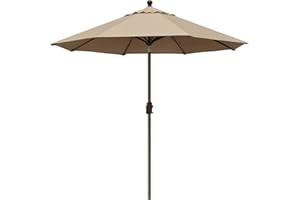 EliteShade USA 10-Year-Non-Fading 9Ft Market Umbrella Patio Umbrella Outdoor Table Umbrella with Ventilation, Heather Beige