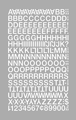 Chartpak Self-Adhesive Vinyl Capital Letters and Numbers, 1/2 Inches High, White, 201 per Pack (01016)