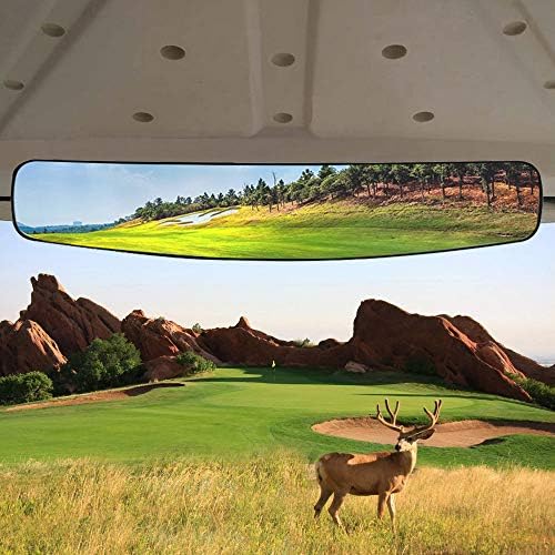 HKOO Golf cart Rear View Mirror,16.5″ Extra Wide 180 Degree Panoramic Rear View Mirror Fit for Golf Cart EZGO Club Car Yamaha (Rear View Mirror) HKOO Golf cart Rear View Mirror,16.5″ Extra Wide 180 Degree Panoramic Rear View Mirror Fit for Golf Cart EZGO Club Car Yamaha (Rear View Mirror)