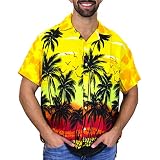 V.H.O. Funky Hawaiian Shirt - Short Sleeve Terivoile Shirt For Beach & Summer (Yellow, Unisex) - View #5