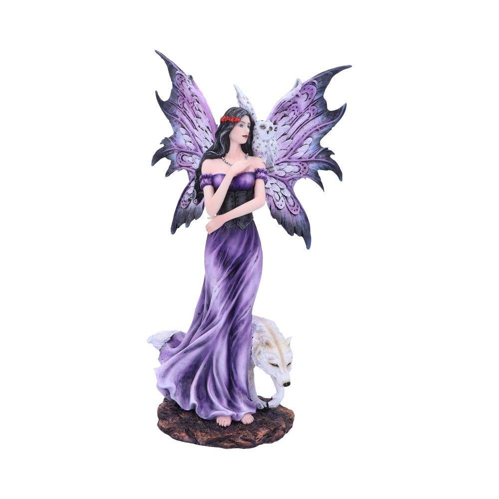 Nemesis Now Amethyst Purple Wolf and Owl Fairy Companion Figurine, Polyresin,39.5cm
