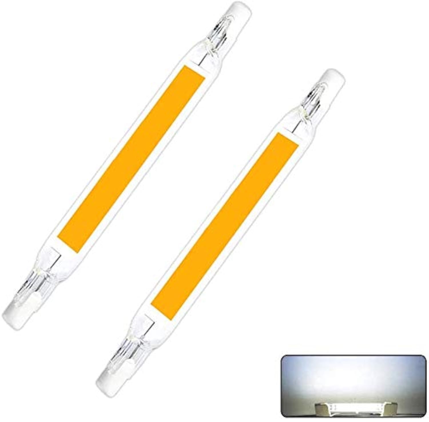 FORNORM 2PCS R7S Non-dimmable LED Light Bulb, 5W/78mm 230V Non-dimmable COB LED R7S Lamp Base Floodlight Linear Light, 360°Beam Angle (Warm White (2700K-3000K))