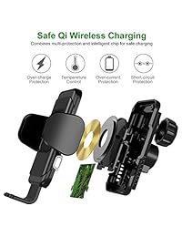 PLESON 10 W 7,5 W cargador de coche inalámbrico de montaje, auto-Clamp Qi carga rápida parabrisas y soporte de teléfono de ventilación para Galaxy S10 Plus Note 10 + 5G S9 + S8+, iPhone 11 11 Pro Max XR Xs Max 8 + X - 2019