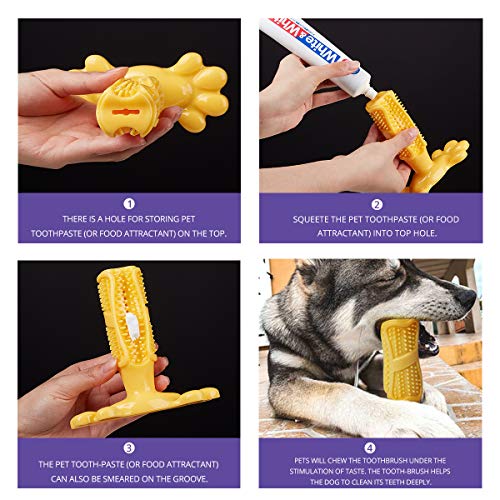 VOVO Chew Toy Pet Toothbrush - Teeth Cleaning Toy for Dogs - Oral Care Brushing Stick - 360° Soft Bristles - 100% Safe Food Grade Material - Healthy Mouth & Gums - Practical Holding Base - Thumbnail 3