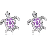 DEYOUM Turtle Earrings for Women Trendy Sparkling Animal Turtle 925 Sterling Silver Crystal Stud Earrings Sea Ocean Summer Beach Jewelry Gifts