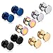Feramox Stainless Steel Mens Womens Stud Earrings Set Ear Piercing Plugs Tunnel Punk Style(7MM)