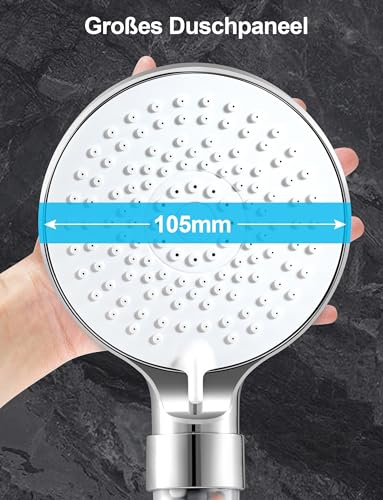 Magichome Shower Head with Filter, 5 Jet Types, High Pressure Hand Shower Filter | Duschkopf Wassersparend mit 3 Schichten Filtration Mineralstein, Duschkopf Filter für hartes Wasser, Entfernt Chlor & Kalk