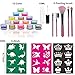 BFY Glitter Tattoo Kit with Glitter Glue For Party Body Painting Flash Tattoo 12 Color Glitter Powder 24 Special Design Tattoo Stencils 1 Glue Applicator 5 Painting Brushes, DIY Tattoos Kit for Kids