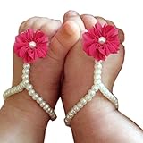 FEITONG Cute Pearl Chiffon Barefoot Toddler Foot Flower Beach Sandals