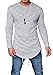 Pxmoda Men's Hip Hop Fashion Long Sleeve Hipster T-shirt Casual Curved Tops (XL, Grey)