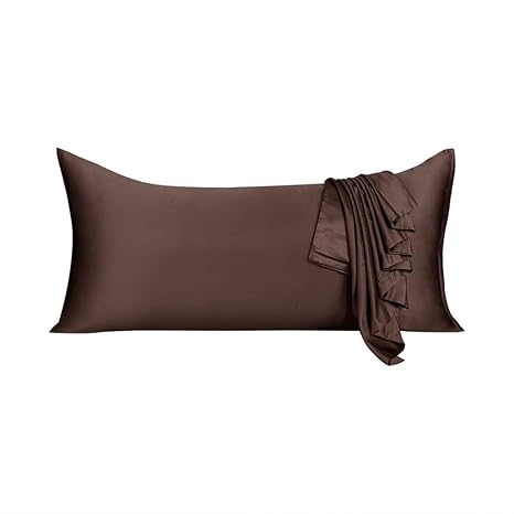 Uxcell Brown Bolster Pillow Cases Silky Satin Body Pillow Cover