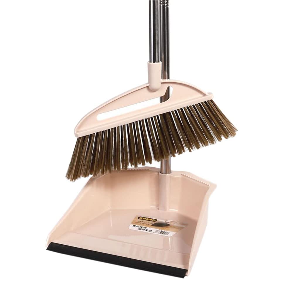 Small Broom Set Household Broom Soft Bristle Broom Broom and Dustpan Combo Set Sweep Set Broom Dust Pan-Khaki