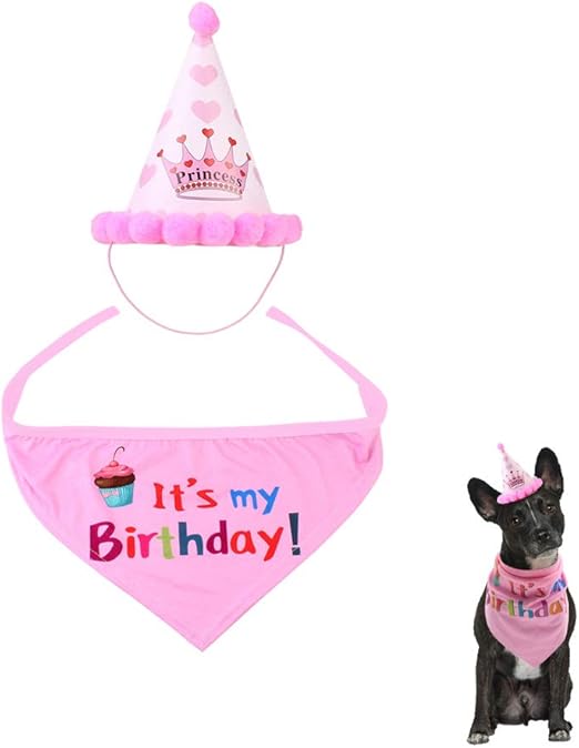 Bello Luna Echarpes Bandana Joyeux Anniversaire Et Mignon Chapeau De Fete Pour Chiens Cadeaux D Anniversaire De Cadeau D Anniversaire Pour Animaux De Compagnie Ensemble Rose Amazon Fr Animalerie