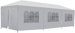 FDW PT-1030-8-White 10'x30' White Outdoor Gazebo Canopy Wedding Party Tent 8 Removabl