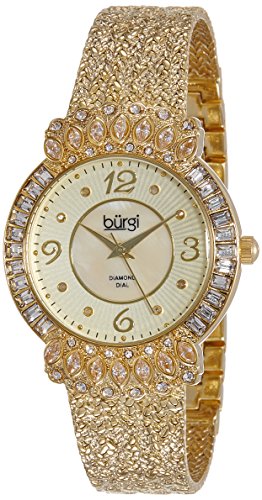 Burgi women s bur120yg gold-tone watch with textured br…