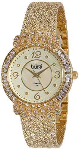 Burgi Women's BUR120YG Gold-Tone Watch with Textured Bracelet