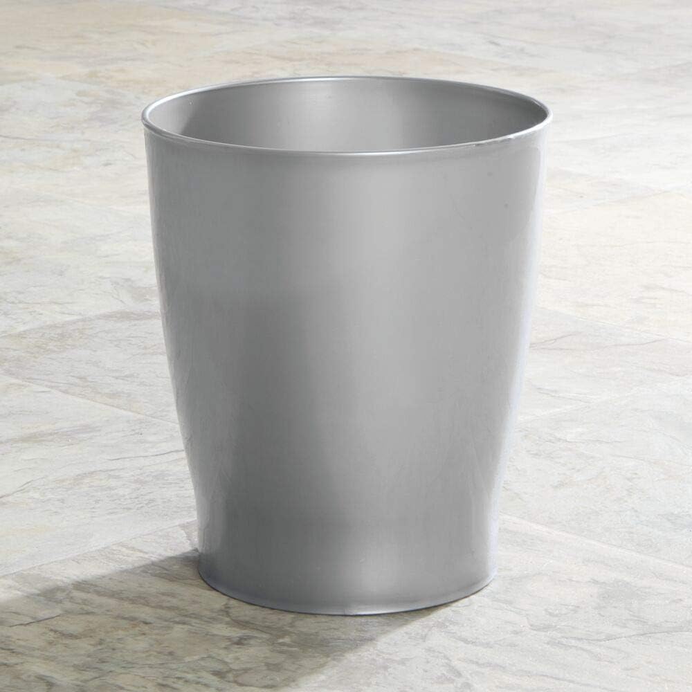 mDesign Slim Round Plastic Small Trash Can Wastebasket, Garbage Container Bin for Bathrooms, Powder Rooms, Kitchens, Home Offices, Kids Rooms - Charcoal Gray: Home & Kitchen