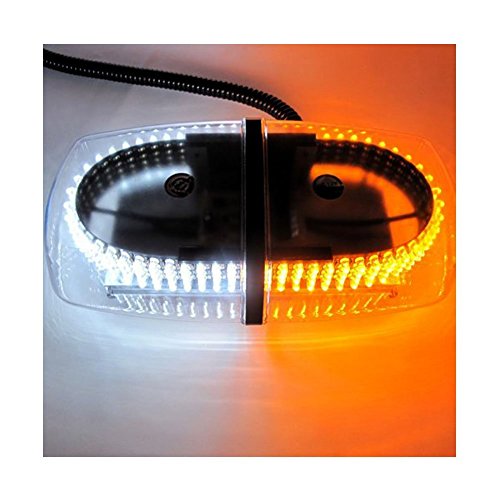 FOXCID Amber 24 LED Roof Top Mini Bar, Truck Car Vehicle Law Enforcement Emergency Hazard Beacon Caution Warning Snow Plow Safety Flashing Strobe Light with Magnetic Base (White & Amber)