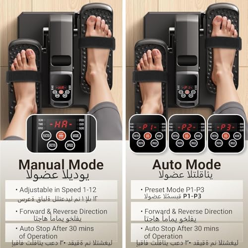Elliptical Exercise Machine, Under Desk Ellipse Leg Exerciser for Home Office, Forward & Reverse Direction, Quiet Electric Seated Pedal Elliptical for Seniors with 12 Adjustable Speeds, Remoter, Foots