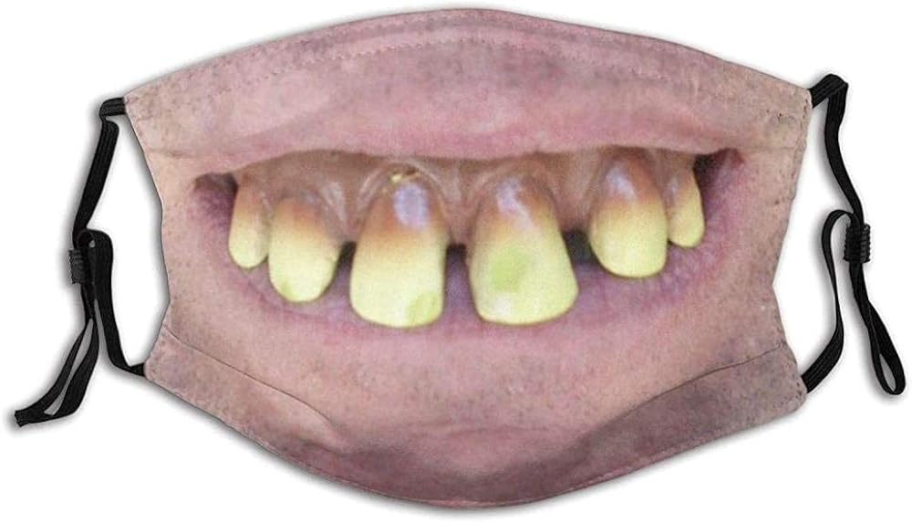 Fashion Funny Missing Teeth Smile Face Mask Scarf Washable & Reusable