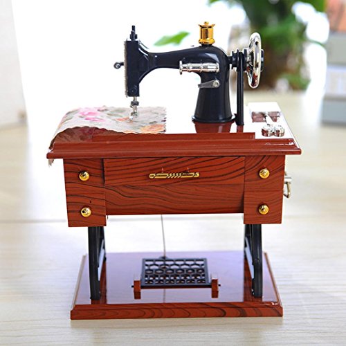 Leegor Vintage Music Box Exquisite Mini Sewing Machine Style Mechanical Toy Birthday Gift Table Decor Desk Furnishing Ornaments