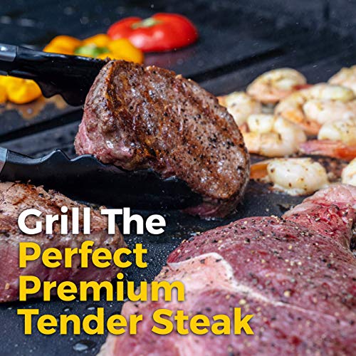 HONEYBULL BBQ Grill Mat [3 Pack] Non-Stick, Reusable, Easy to Clean (15.75 x 13)