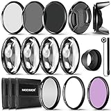 Neewer 49MM Lens Filter and Accessory Kit, Includes: UV CPL FLD Filters, Macro Close Up Filter Set(+1 +2 +4 +10), ND2 ND4 ND8 Filters, Pouch Cap Hood, Fit for Sony Alpha A3000, NEX Series DSLR Cameras