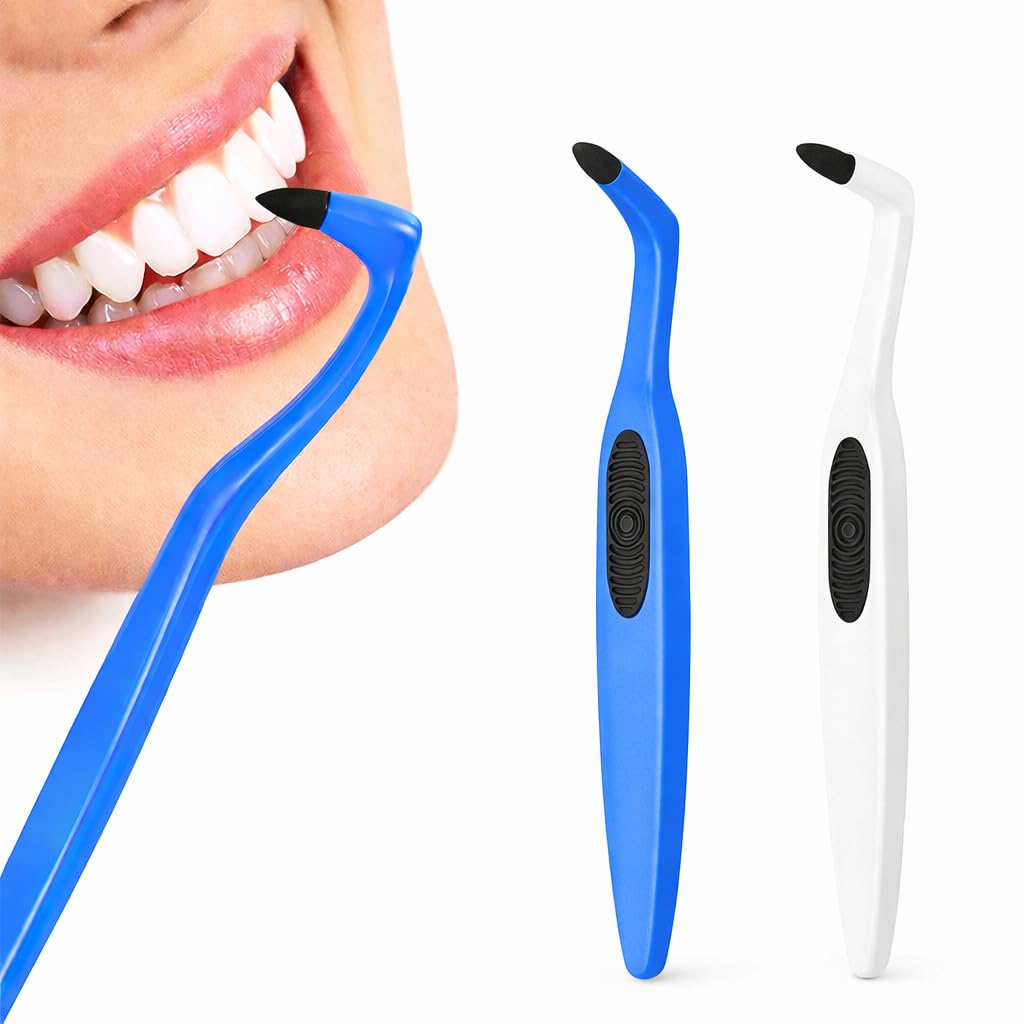 Teeth Tartar Remover, Professional Tooth Stain Eraser, Teeth Polishing Cleaning Kit Removes Plaque & Impurities Whitening Oral Hygiene Care Tool - (2 Pack, White & Blue)
