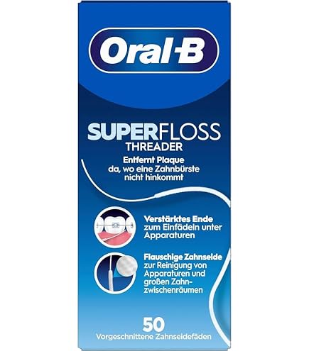 Amazon.com : Oral-B Super Floss Pre-Cut Mint Strands,Threaders 50 Count per  Pack, Pack of 12 : Health & Household