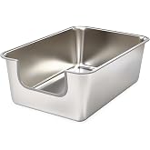 TownTime Stainless Steel Cat Litter Box,Jumbo XL Extra Large Mental Cat Litter Pan with High Sides Lid,Low Entry for Indoor Big Cats,Non Sticky,Easy to Clean,Anti-Urine Leakage