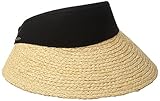 Scala Women's Raffia Visor with Dyed Cotton Crown, Black, One Size