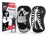 Rocktape Knee Sleeves, 2-Pack, Competition Grade, 7mm Thickness, Compression Neoprene, Extra Long for VMO Support, Assassins, Skull, M