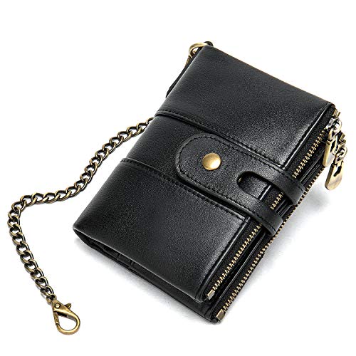 Genuine Leather Soft Bifold Rfid Wallets for Men Coin Purse Keychain
