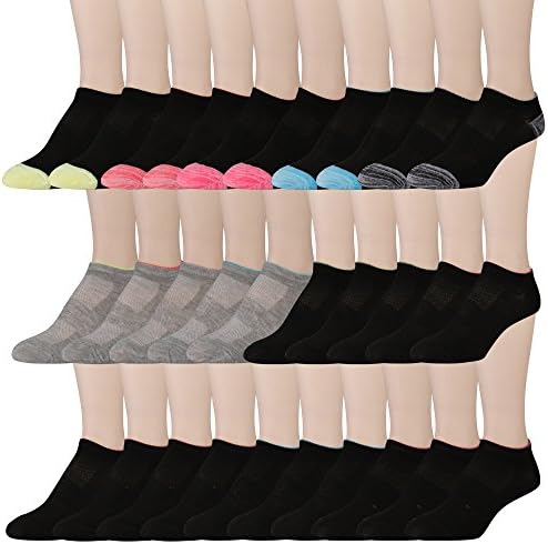 30 Pairs of WSD Womens Ankle Socks, Low Cut Sports Sock - Assorted Styles (Assorted With Mesh Tops)
