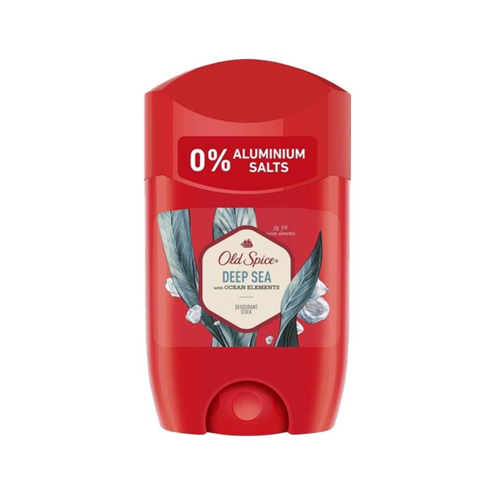 Old Spice Deep Sea Deodorant Stick For Men 50 ml, 48H Fresh, 0 Percent Aluminium Salts, Anti-White Marks and Yellow Stains
