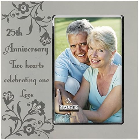 Malden 25th Anniversary Two Hearts Celebrating one Love Frame, 4 by 6-Inch by Malden International