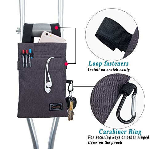 Crutch Bag Universal Crutches Accessory Crutch Carryon Pouch (Dark Gray)