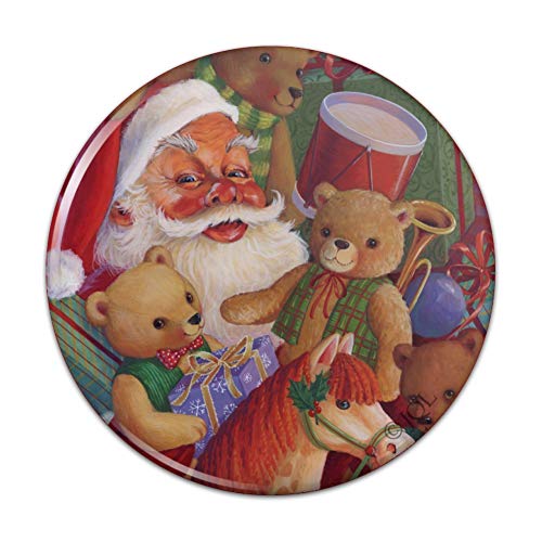 Christmas Holiday Santa Teddy Bears Toys Pinback Button Pin Badge - 1