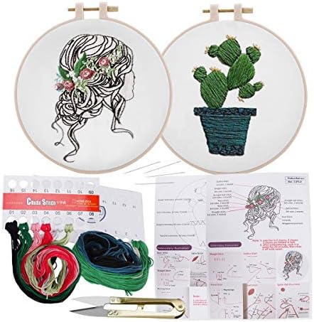 Handmade Embroidery Starter Kit with Partten Cross Stitch Kit Including Embroidery Cloth,Embroidery Hoop, Color Threads, and Tools Kit for Beginner (#3) …