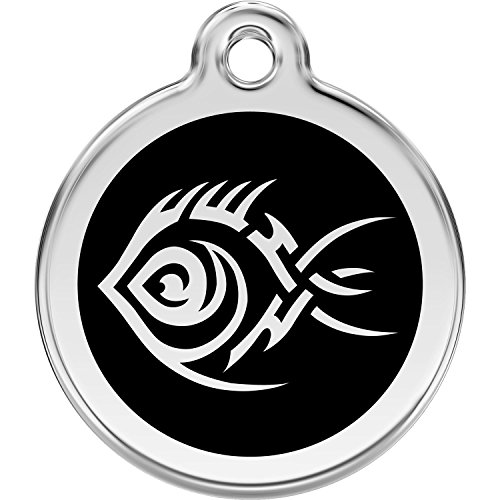 Red Dingo Personalized Tribal Fish Pet ID Dog Tag (Large Black)