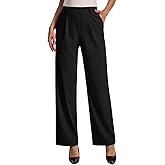 Feiersi Womens Dress Pants Wide Leg Stretchy Work Pants High Waisted Pull On Casual Trousers with Pockets