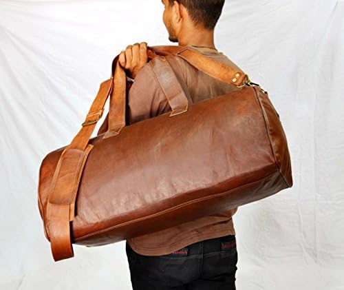 Real leather vintage travel luggage duffel gym bag urban safari cabin briefcase