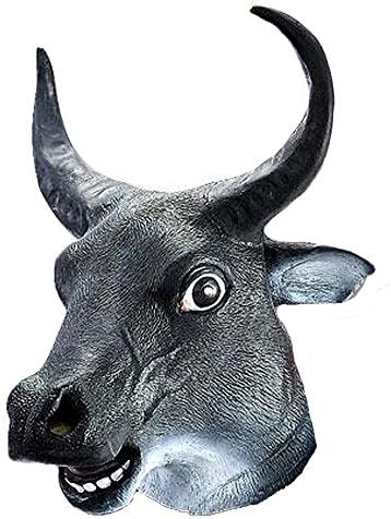 Adult Latex Black Bull Steer Mask Costume Accessory