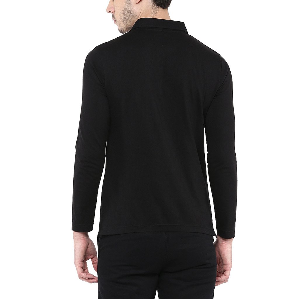 elaborado men's polo neck tshirt - black