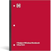 TRU RED Wireless 1-Subject Notebook, 8.5x11 Inch, College Ruled, Red | 80 sheets for school, office, and everyday note-taking and writing.