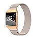 For Fitbit Ionic Bands, bayite Stainless Steel Milanese Loop Metal Replacement Strap with Unique Magnet Lock Accessories for Fitbit Ionic Small Champagne Gold