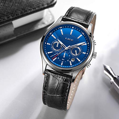 LIGE-Relojes-Hombre-Moda-Deportes-Analogicos-Cuarzo-Relojes-Azul-Relojes-Hombre-Impermeable-Militar-Cronografo-Relojes