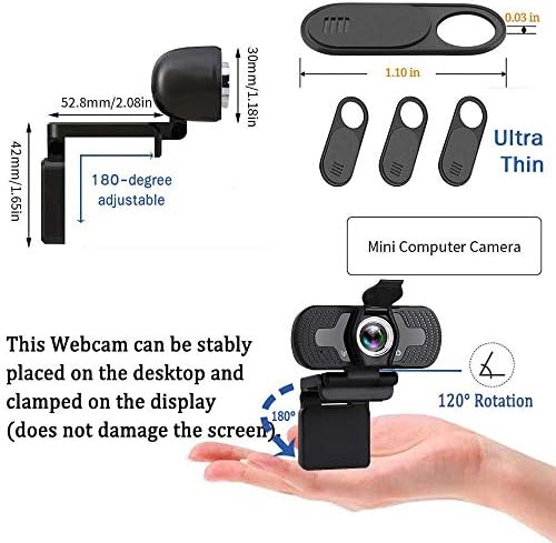 Webcam with Microphone for Desktop,1080P HD USB Webcam Live Streaming Laptop PC Computer Web Camera for Video Calling Conferencing Recording Gaming, AutoFocus 3D Noise Reduction 6 Webcam with Microphone for Desktop,1080P HD USB Webcam Live Streaming Laptop PC Computer Web Camera for Video Calling Conferencing Recording Gaming, AutoFocus 3D Noise Reduction