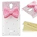Sharp Aquos Crystal 306SH Case (5 Inch),Mavis's Diary 3D Handmade Bling Crystal Lovely Cute Light Pink Bow with Shiny Diamond Rhinestone Hard Clear Case for Sharp Aquos Crystal 306SH 305SH (5.0